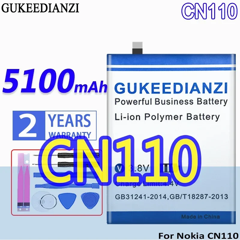 5100mAh High Capacity Mobile Phone Battery For Nokia CN110 1ICP5/65/78/X20/X10 Smartphon Batteries