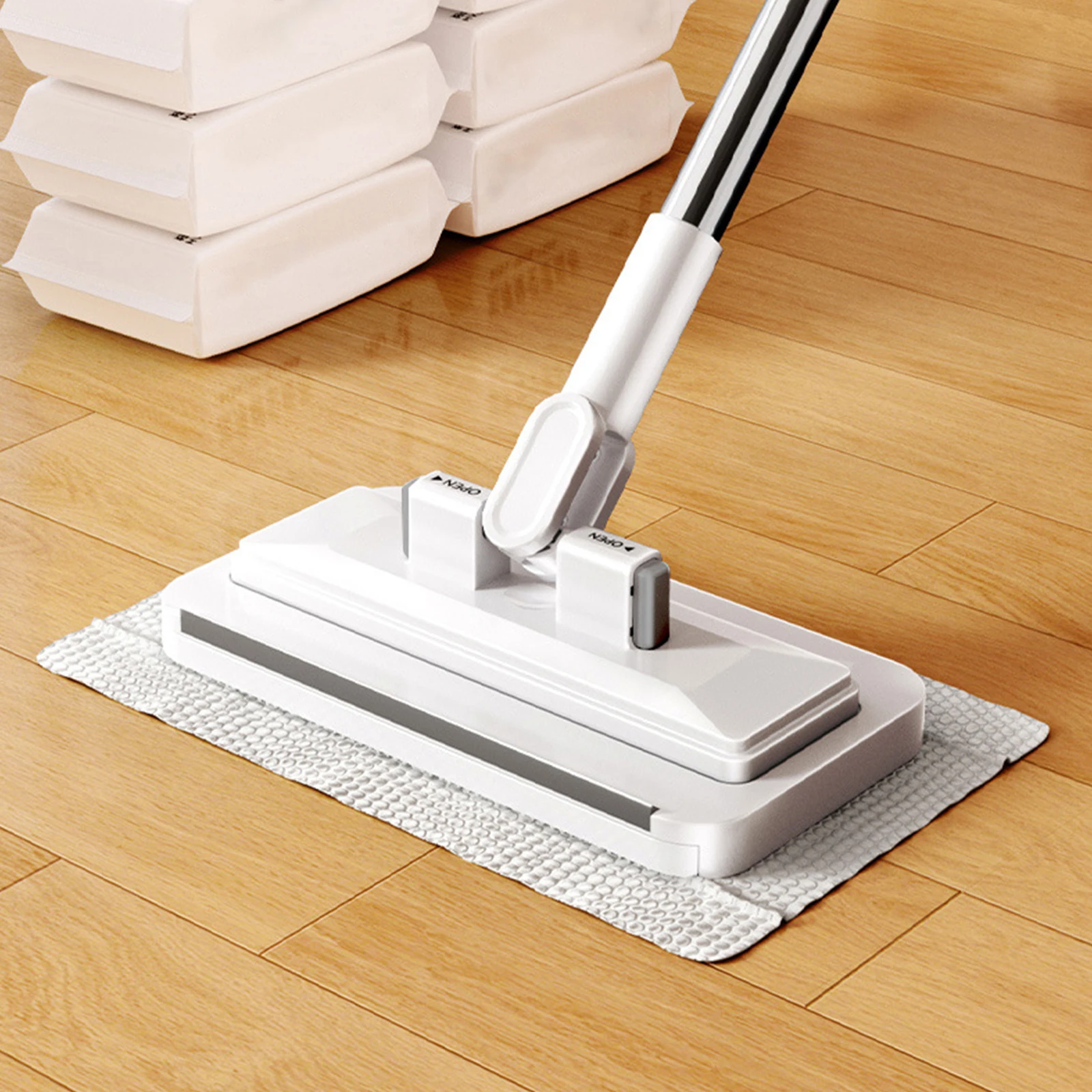 Retractable Dust Cleaner Flat Mops with Locking Head & Sweeping Cloths Zero Touch Dust Mop for Windows & Multi-Surface Floors