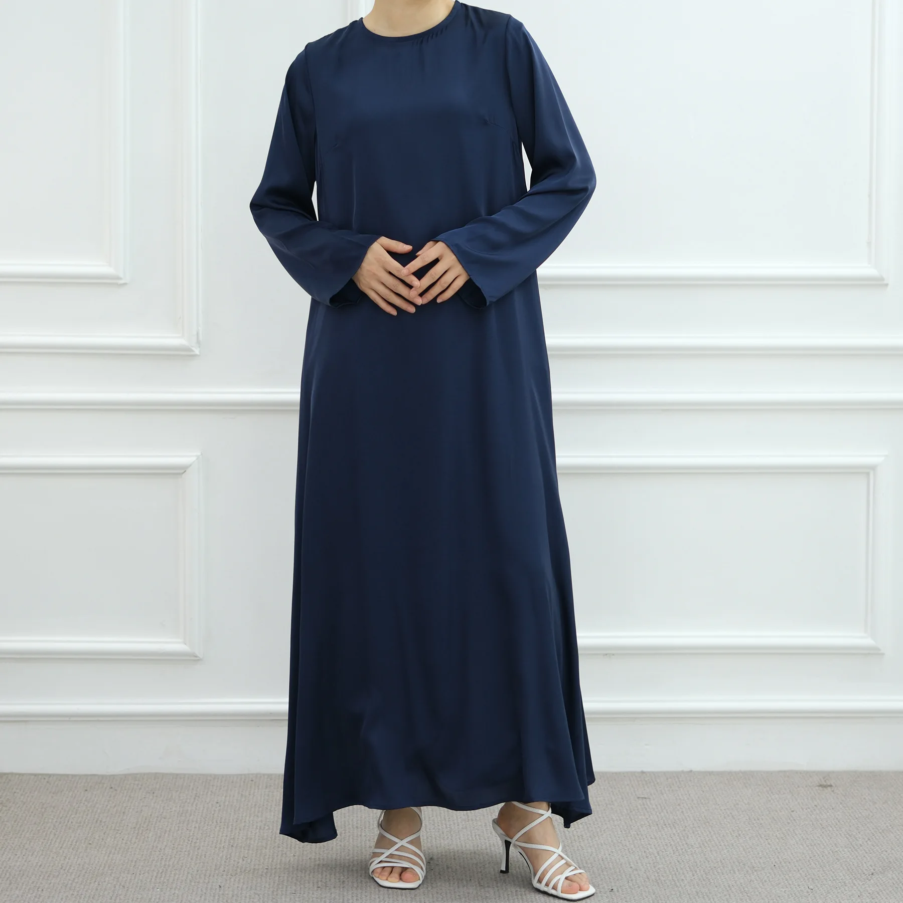 Eid Mubarak Plain Abaya With Belt Muslim Maxi Dresses Women Modest Simple Dress Eid Ramadan Islamic Clothing Musulman Djellaba