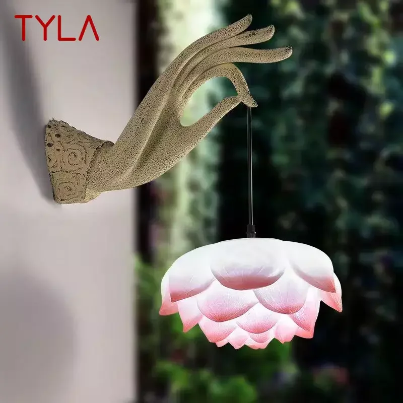 

TYLA Chinese Style Wall Lamp Art Bergamot Lotus Wall Lamp Corridor Tea Room Wall Outdoor Courtyard Decorative Light