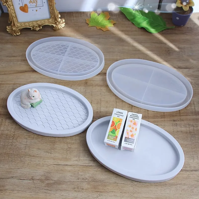 Oval Drip Mold Fruit Tray, Dish Storage Box, Resin Rubber Set, Coaster Cement Concrete Silicone