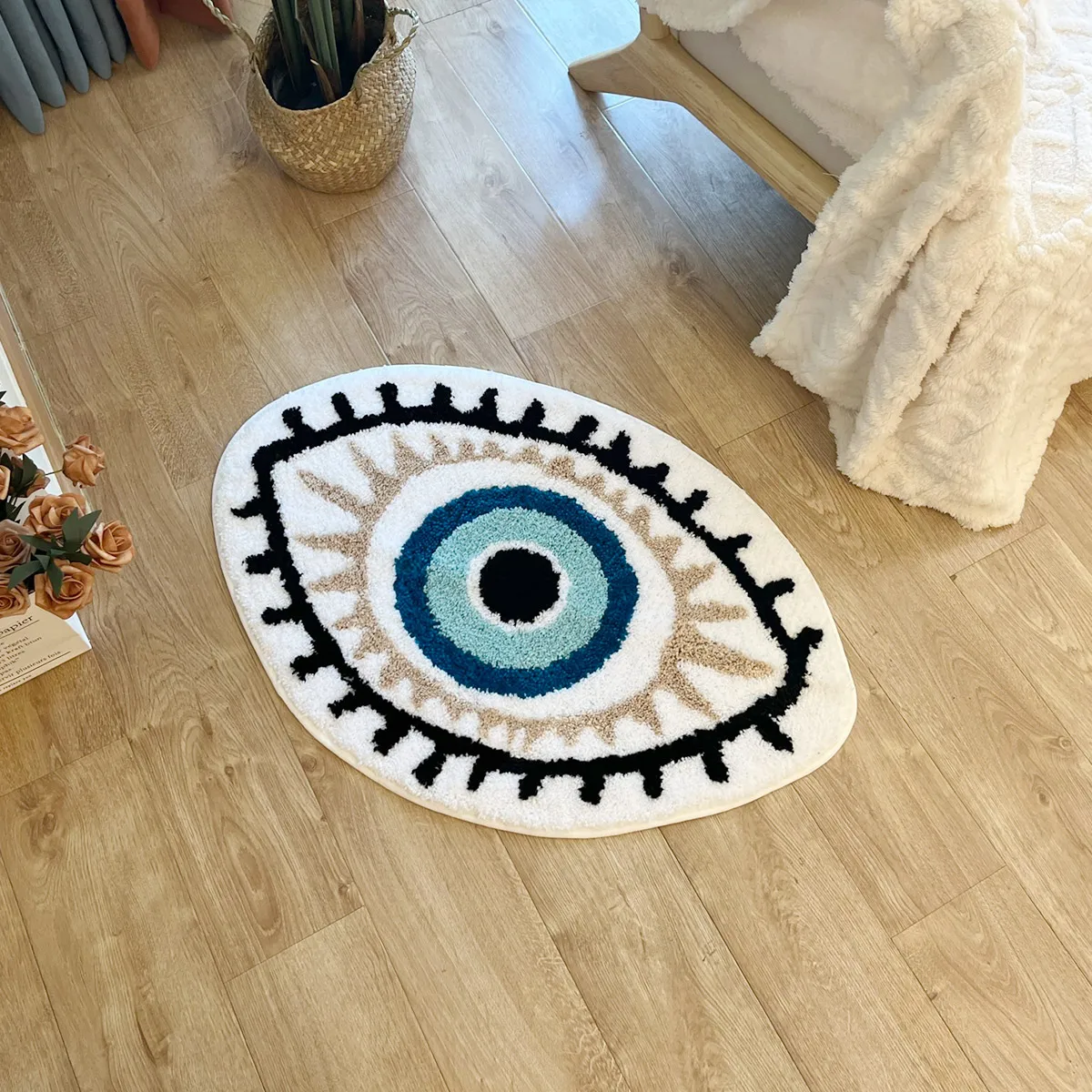 AGILESTAR Halloween Tuted Evil Eye Rug Bohemian Eye Shaped Area Mat Non Slip Soft Floor Carpet for Bedroom Living Room Home Deco