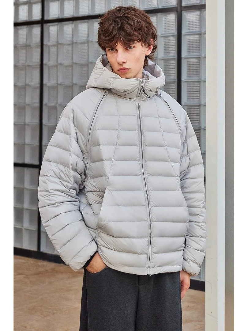 

Мужская легкая пуховая куртка с капюшоном, 90% белый пух, съемная застежка-молния, повседневная теплая верхняя одежда