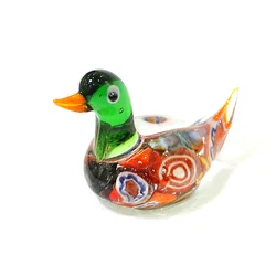 Murano Glass Duck Figurine Craft Ornaments Cute Animal Small Statue Home Room Desk Decor Collection Xmas New Year Gifts for Kids