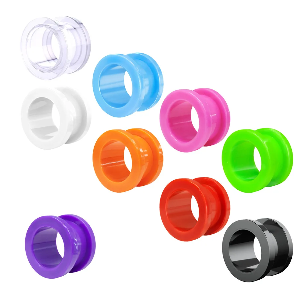 

100pcs Acrylic Flesh Tunnel Ear Plugs Expander Mixed Color Pulley Auricle 2mm to 16mm Men Earring Body Piercing Jewelry