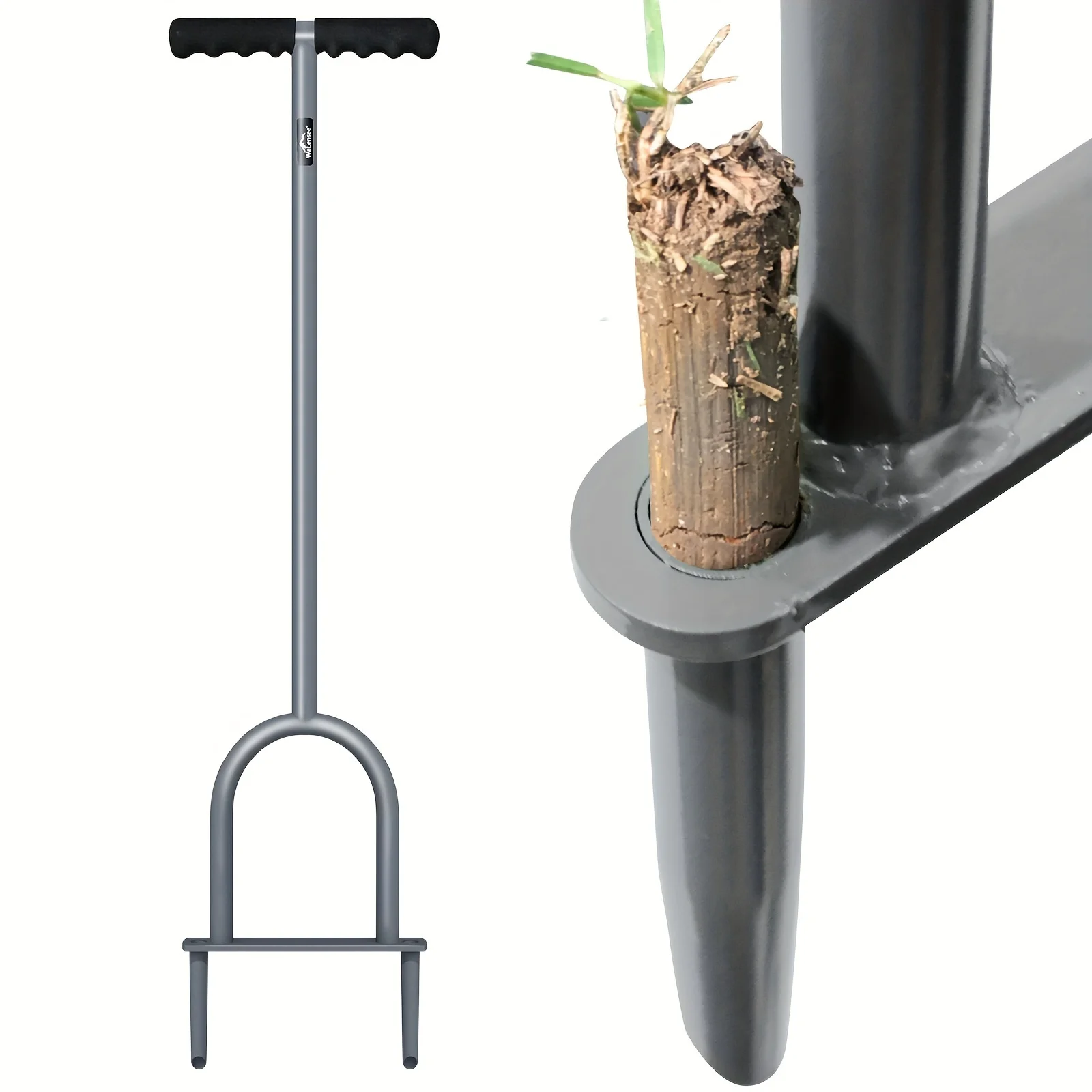 Heavy-Duty Manual Lawn Coring Aerator Garden Hand Tool for Dethatching Grass Compacted Soils Preventing Lawn Run-Off Soil