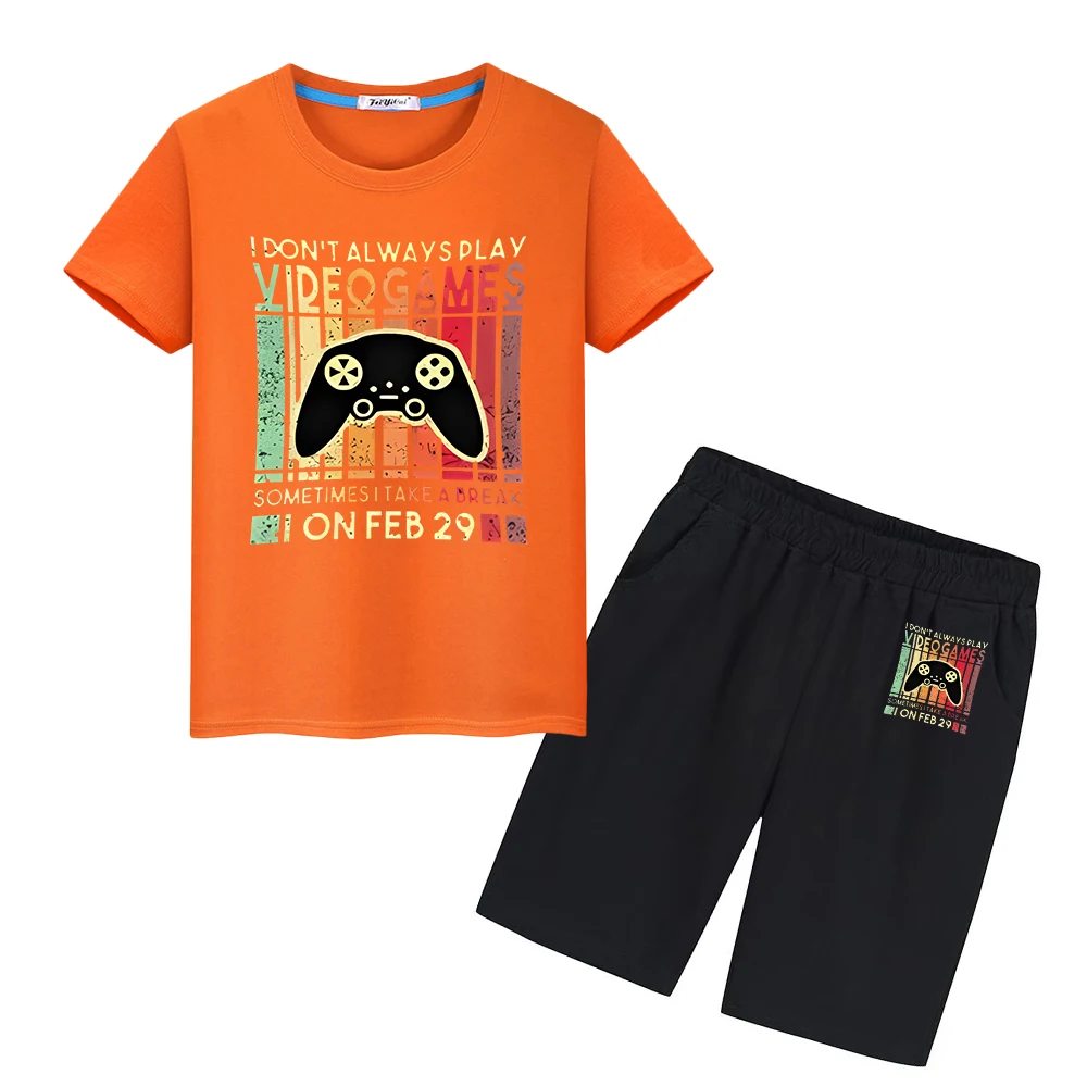 

gamepad printing Sports Sets Summer T-shirt 100%Cotton Kawaii Tees Cute Tshirts Tops+shorts boys girls clothes kid holiday gift