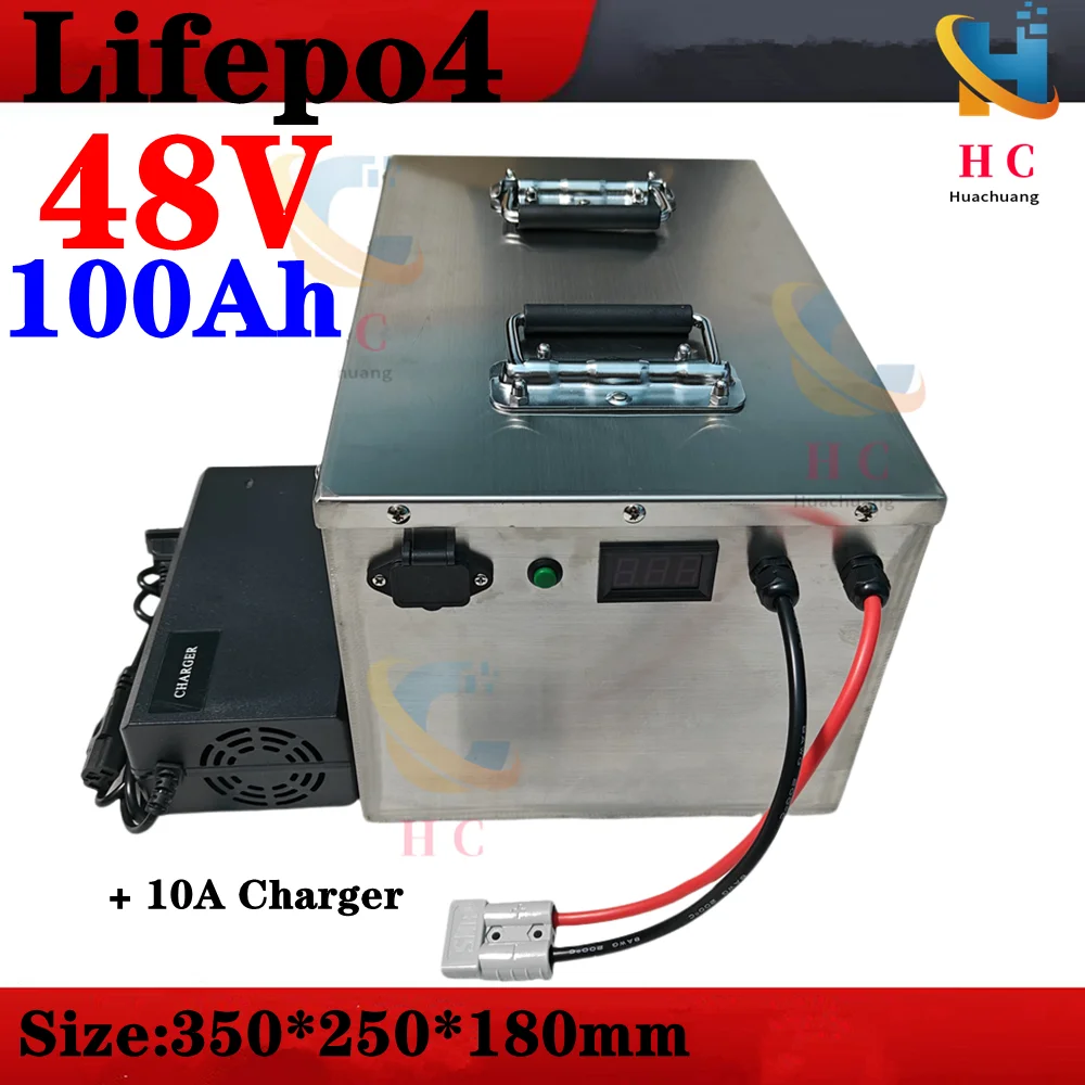 

lifepo4 battery pack 48v 100AH batterie with BMS for electric tricycle golf cart boat EV RV camper scooter + 10A charger