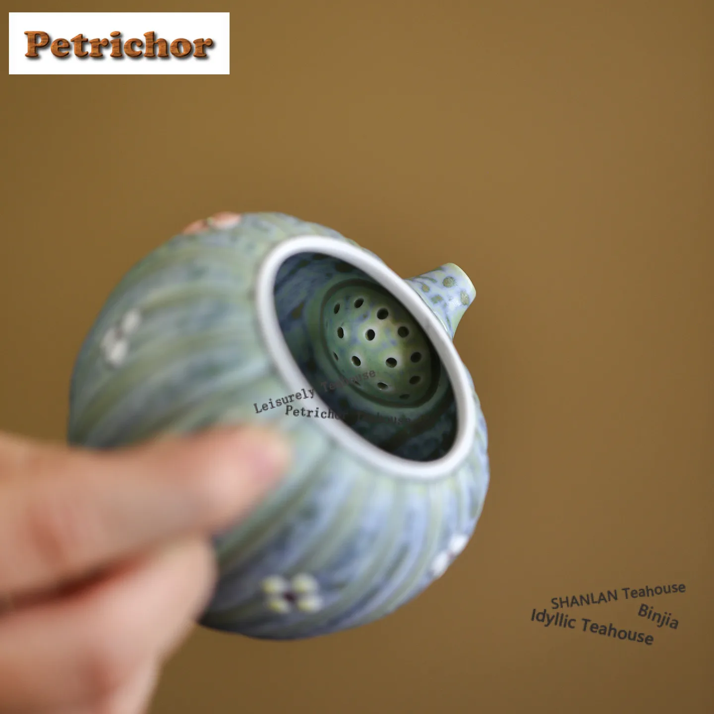 160ml Turquoise Green Kiln-change Pumpkin Teapot Vintage Tea Infuser Pot Tea Brewing Kettle With Ball Hole Pot Bearing Supplies