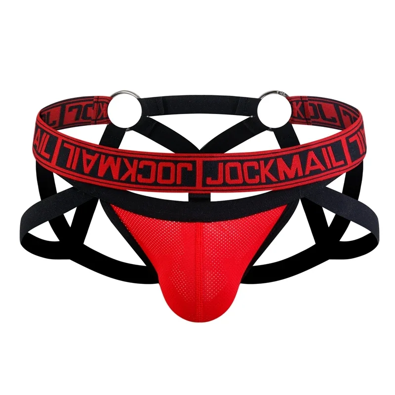 JOCKMAIL Sexy Men Bondage Underwear Jockstrap Mesh String Hollow Lingerie Thong Tangas Cueca Gay Sissy Underwear Penis Pouch