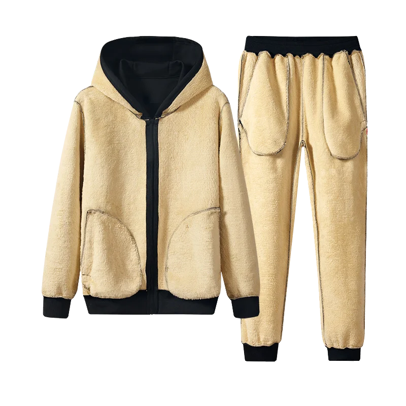 الرجال ملابس رياضية مجموعة مقنعين البلوز السراويل الطويلة مجموعة الخريف الشتاء الدافئة دعوى كنزة بغطاء رأس من الصوف فستان أطفال مع سروال داخلي الرياضة البلوز بنطلون مجموعة
