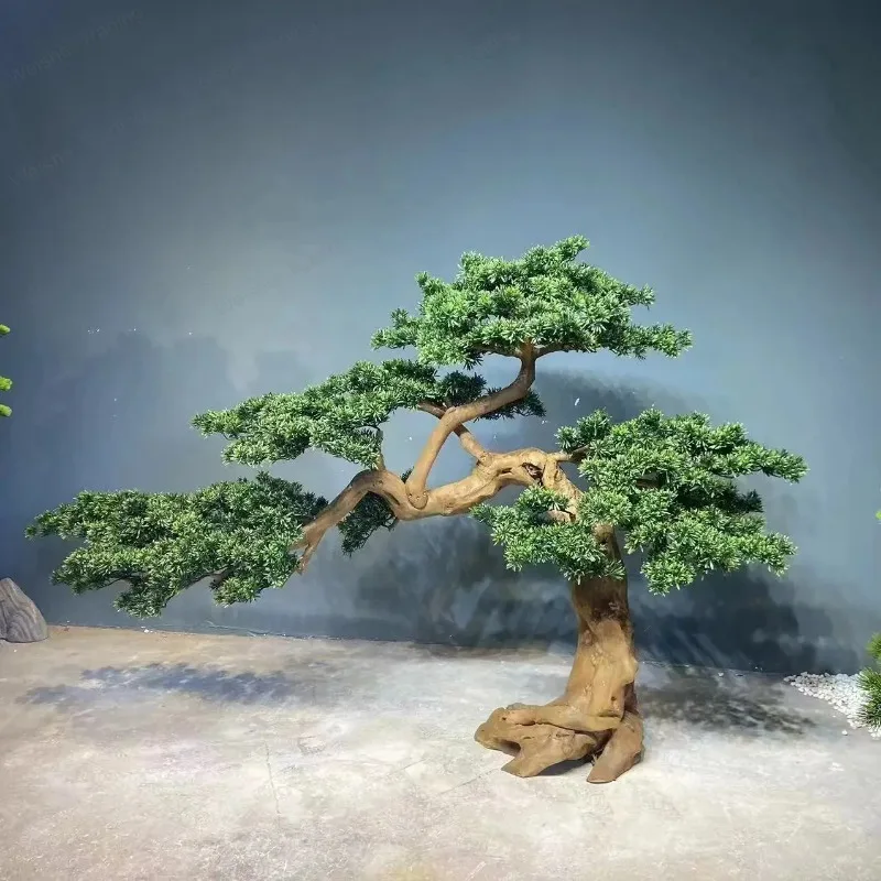 

Simulation of welcoming pine carved pine tree shape fake tree indoor and outdoor shopping mall hotel window entrance landscaping