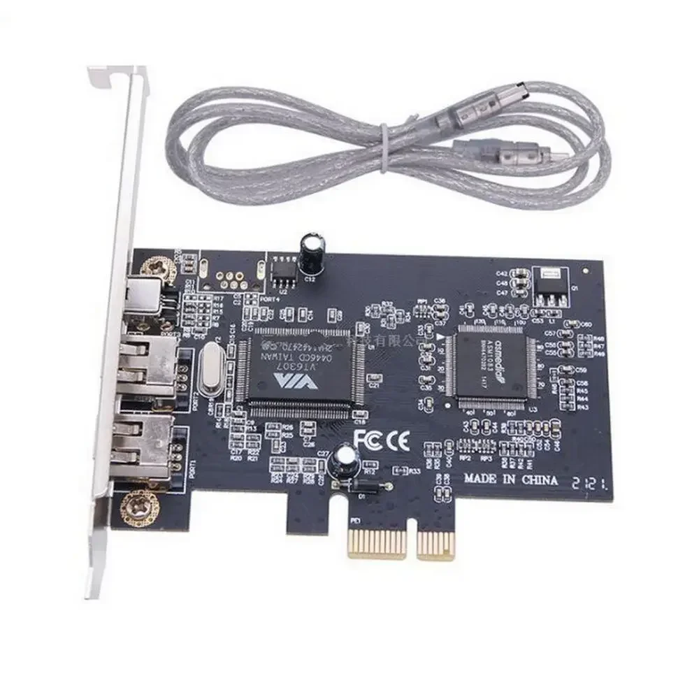 Nouvelle carte PCIe 1394 révélant la capture vidéo HD HDV, PCIe 1394 A B, carte FireWire 1394 vers PCI-e 1X pour ordinateur de bureau