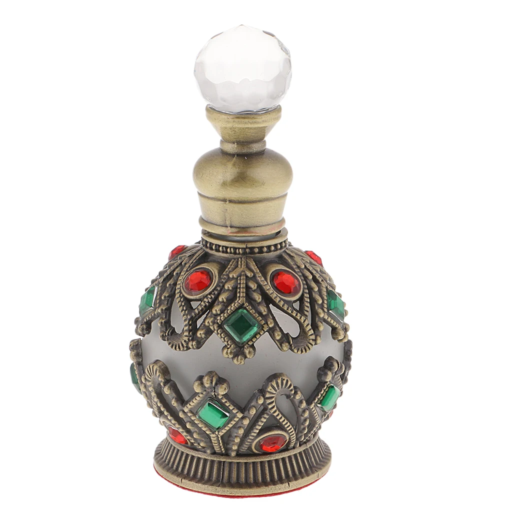 15ml Vintage Antique Refillable Glass Perfume Bottles Case Box Essential Oil Cosmetic Container for Elegant Woman Wedding Gift