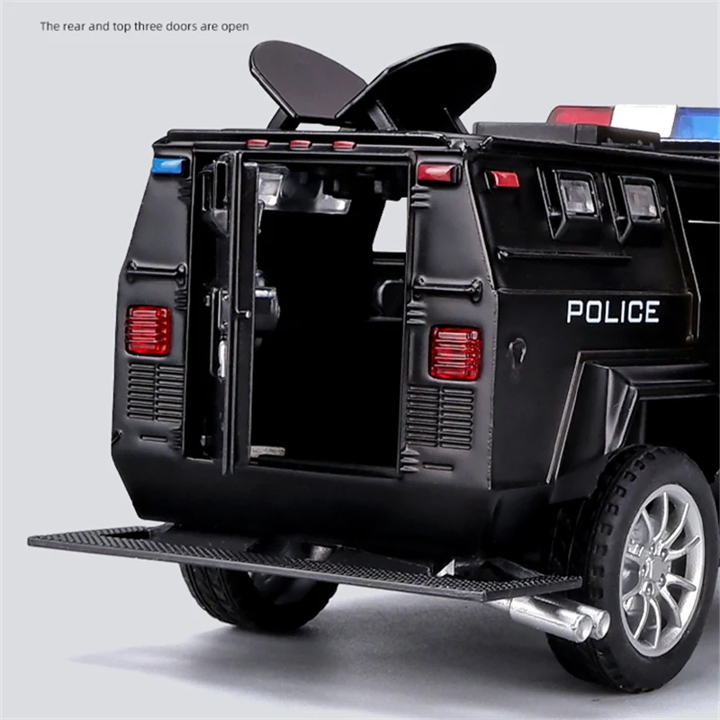 1:24 Alloy Refit American Armored Car Model Diecast Metal Toy Police Anti-Terrorist Explosion Proof Car Vehicles Model Kids Gift