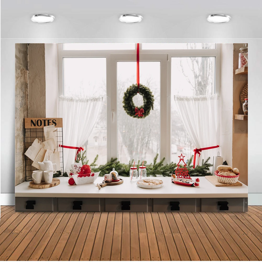 Arrière-plan de photographie de noël W-7731, arrière-plan de cuisine, décor de cabine Photo intérieure, accessoires de Studio Photo de Portrait de nouveau-né