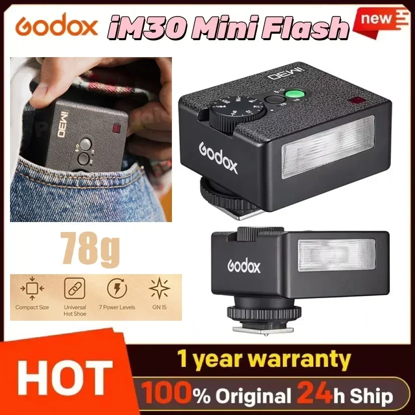 

Godox iM30 Mini Portable Flash Manual Flash for Various Camera Models Output Levels 1/64 to Full for Godox iFlash Camera Outdoor