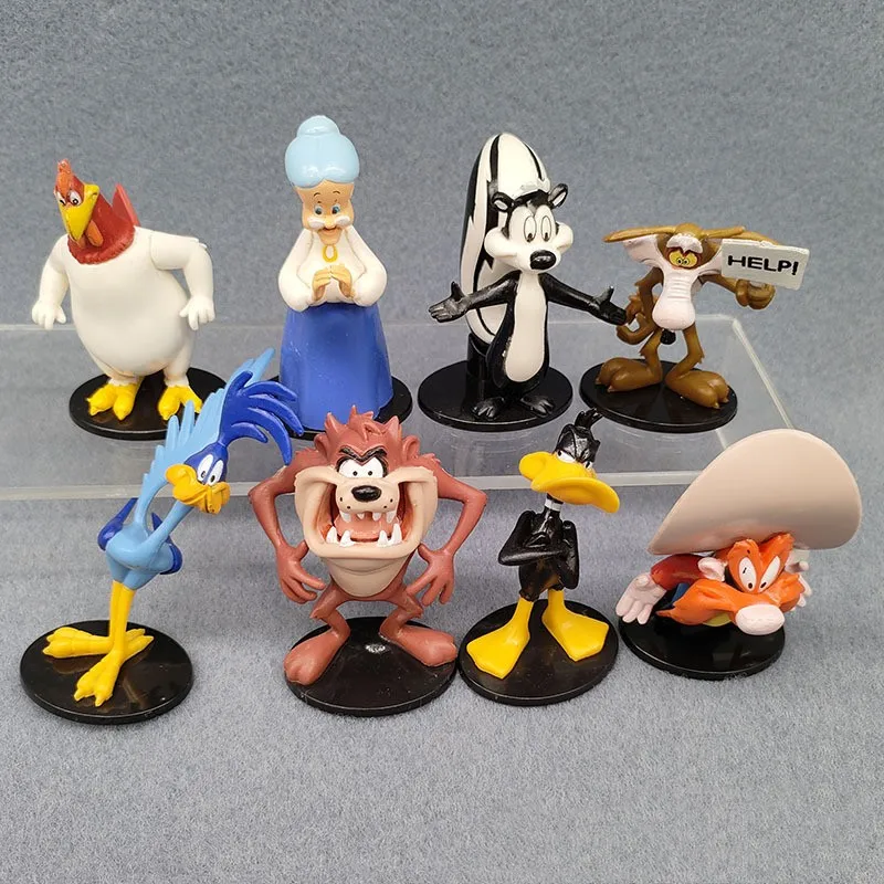 Figuras de Bugs Bunny Taz para niños, Juguetes Retro de colección, cachorros, Shelly, Wile E Coyote, Sylveste, Yosemite, Sam, 8 unidades por Set