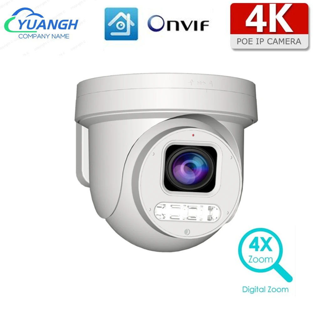 4K HD POE PTZ IP Camera 4X Optical Zoom Outdoor Wateproof CCTV Security Surveillance Camera 5MP Home Ceiling Dome Camera