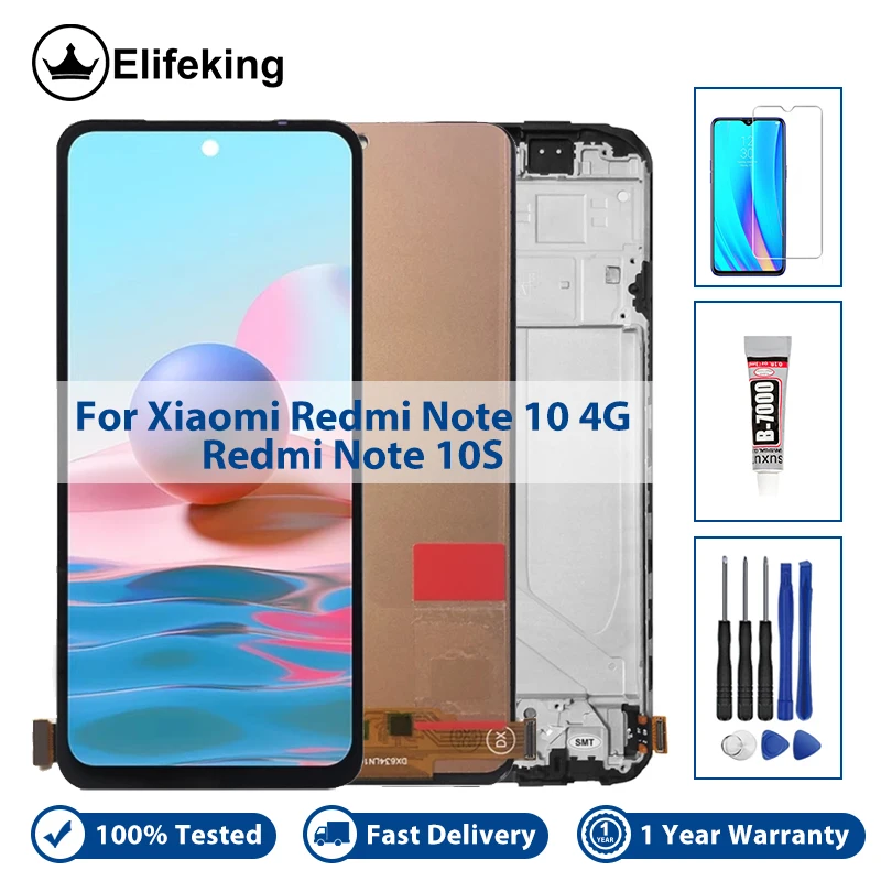 

ЖК-дисплей для Xiaomi Redmi Note 10 4G M2101K7AI, ЖК-дисплей для Redmi Note 10S, M2101K7BG, сенсорный экран с дигитайзером в сборе, замена