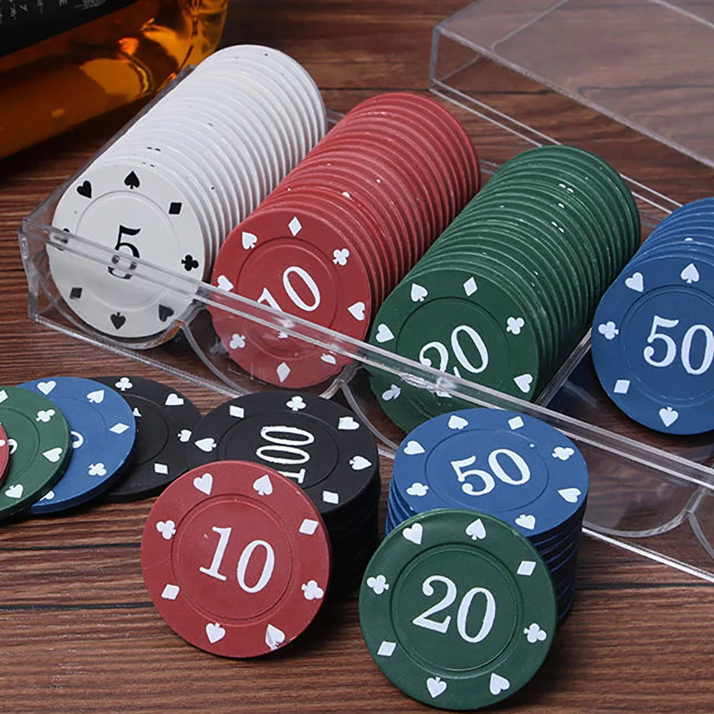 100pcs Round Plastic Chip Set Gaming Coins for Bacardi Entertainment Chip Coins Numeric Scoring Pieces for Party Games