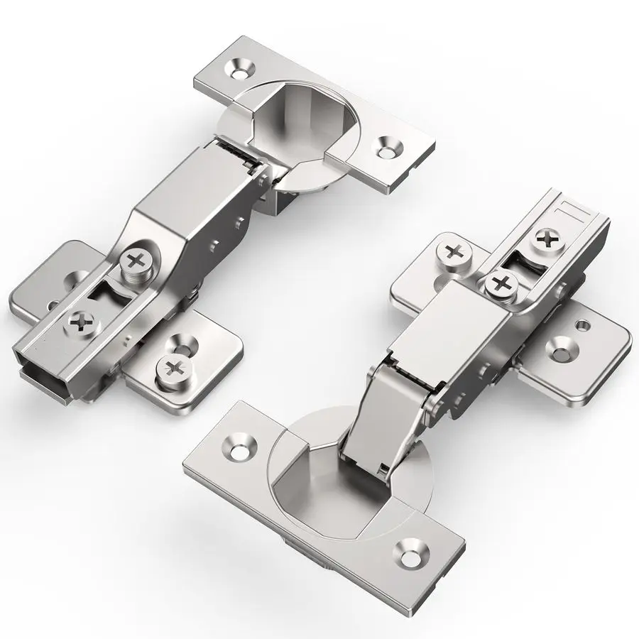

20 Pack Frameless Half Overlay Soft Close Concealed Hinges, Satin Nickel, Self Closing, 105 Open Angle 3D Adjustment, Stop 85 10
