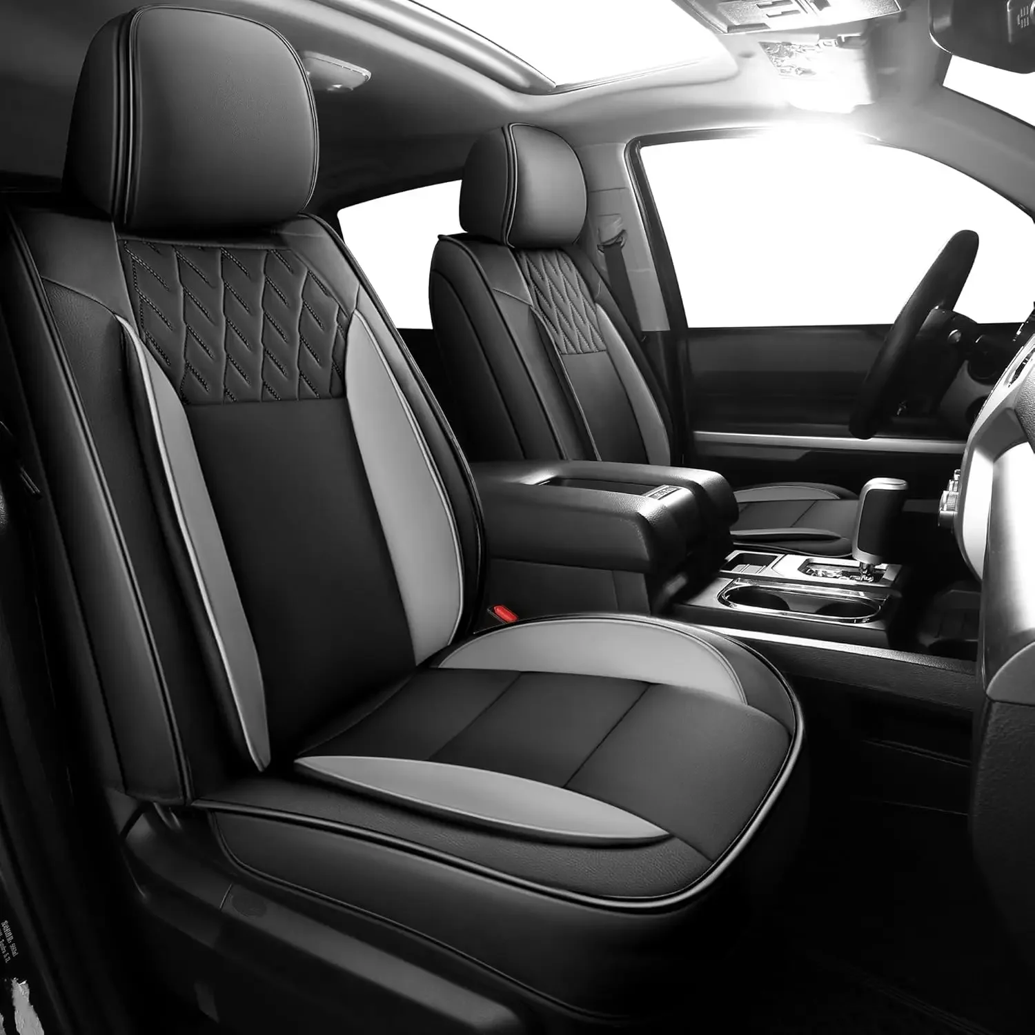 

Для Tundra 2007-2021, полный комплект чехлов на сиденья из хлопка и льна, подходит на заказ для Toyota Tundra Crewmax Cab, чехлы на сиденья грузовика, черный, серый