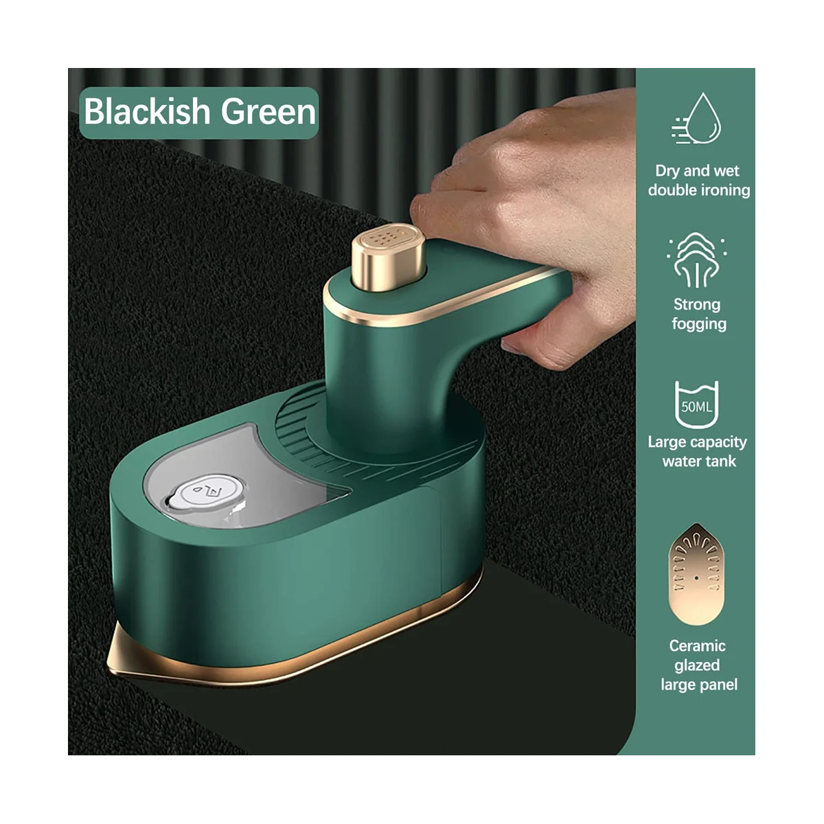 Upgrade der tragbaren Bügelmaschine – 180 ° Drehbares tragbares Mini-Dampfbügeleisen – Reise-Kleidungsdampfer, EU-Stecker, Weiß-A59E