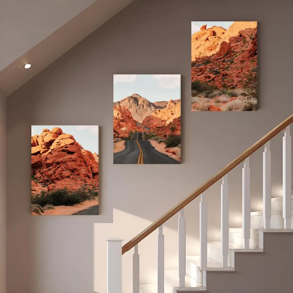 Red Rock Adventure Framed Wall Painting Vintage Framed Wall Art Poster Canvas Elegant Home Decor Painting