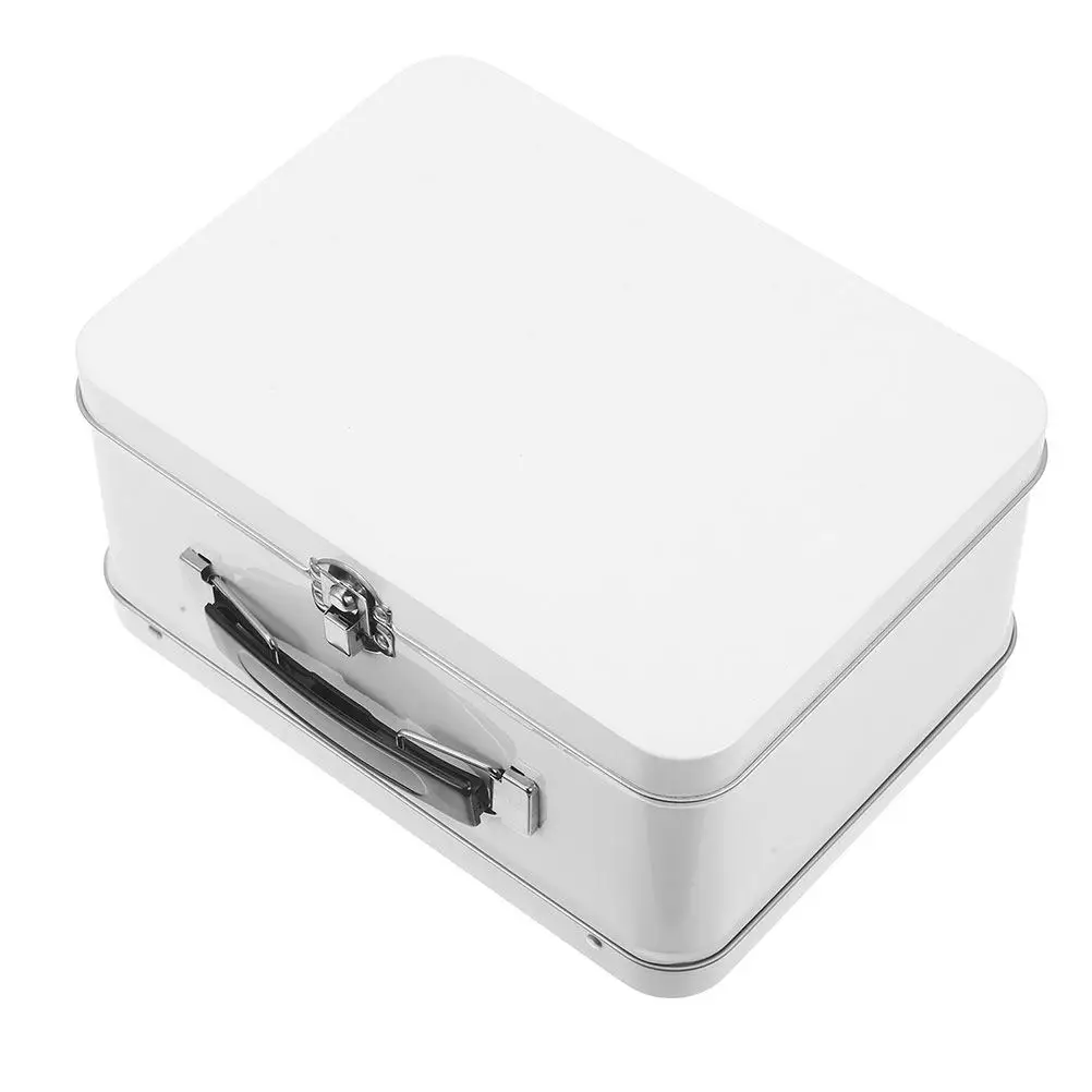 Mini Vintage Suitcase Candy Box Tinplate Party Favor Decorative Storage Container Hinged Lid Wedding Coin Photo Organizer