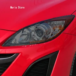 For Mazda 3 2008-2012-Accessories -Car Headlight Protective Film Headlamp Restoration Transparent Black TPU Sticker