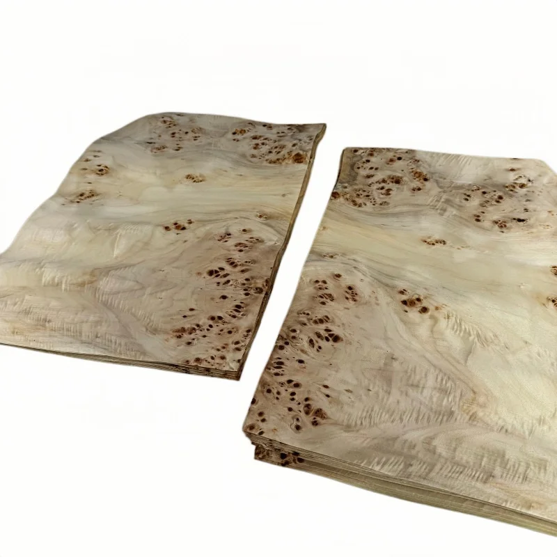2pcs 0.5mm Natural White Poplar Burl Wood Veneer, Bookmatched, Guitar Body Veneer, DIY Marquetry Veneer