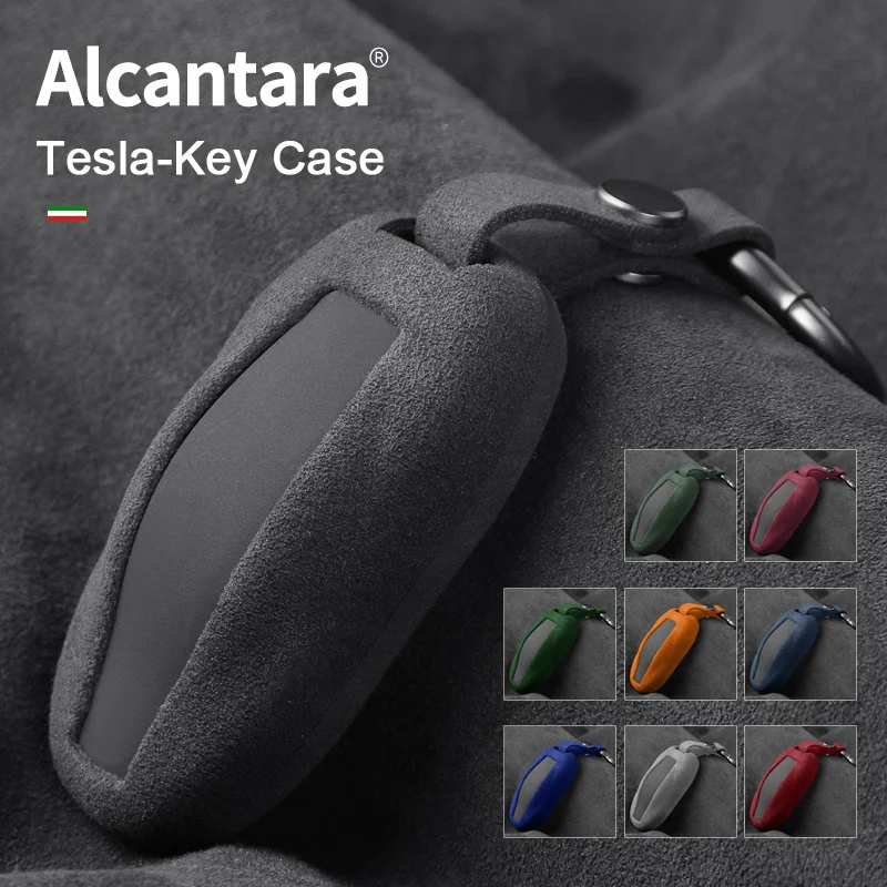 

Italy Suede Car Key Cover Shell For Tesla Model 3 Model Y Model S Model X Remote Control Protective Case Buckle Auto Accessory