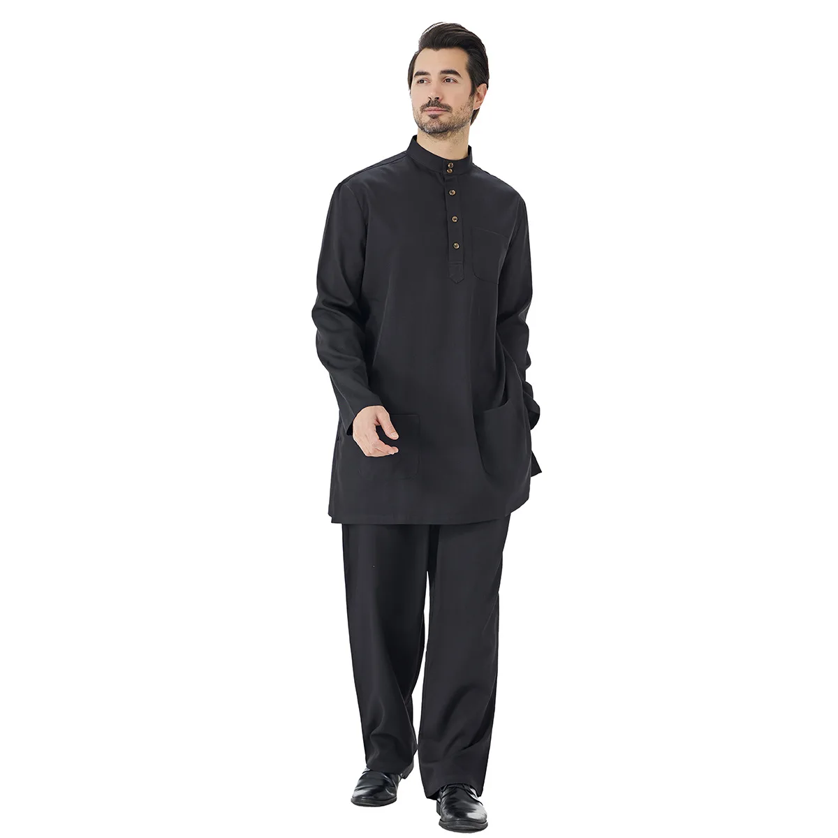 

Мужской мусульманский костюм из Дубая, арабский, однотонный, для Рамадана, Пакистан, Аравия, Турция, Абая, комплект из 2 предметов: топ и брюки, исламская одежда, размер 3XL