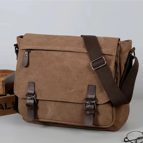 Imagen 1 del producto Bolso cruzado de lona para hombre, viaje al aire libre, desplazamientos, compras, bolsos de hombro, bandolera de negocios Retro, bolso de oficina