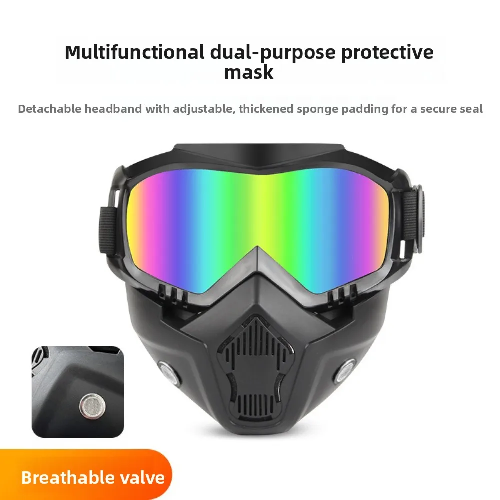 Cross-Border Motorcycle Goggles,Retro Face Shield, Anti-Fog Off-Road Helmet Goggles, Windproof for Outdoor Riding