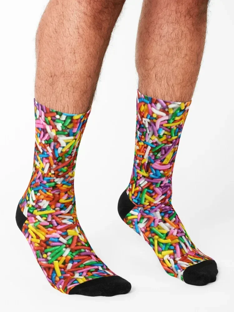 Rainbow Sprinkles Candy Pattern Jimmies Socks floral warm winter designer brand loose Men Socks Women's