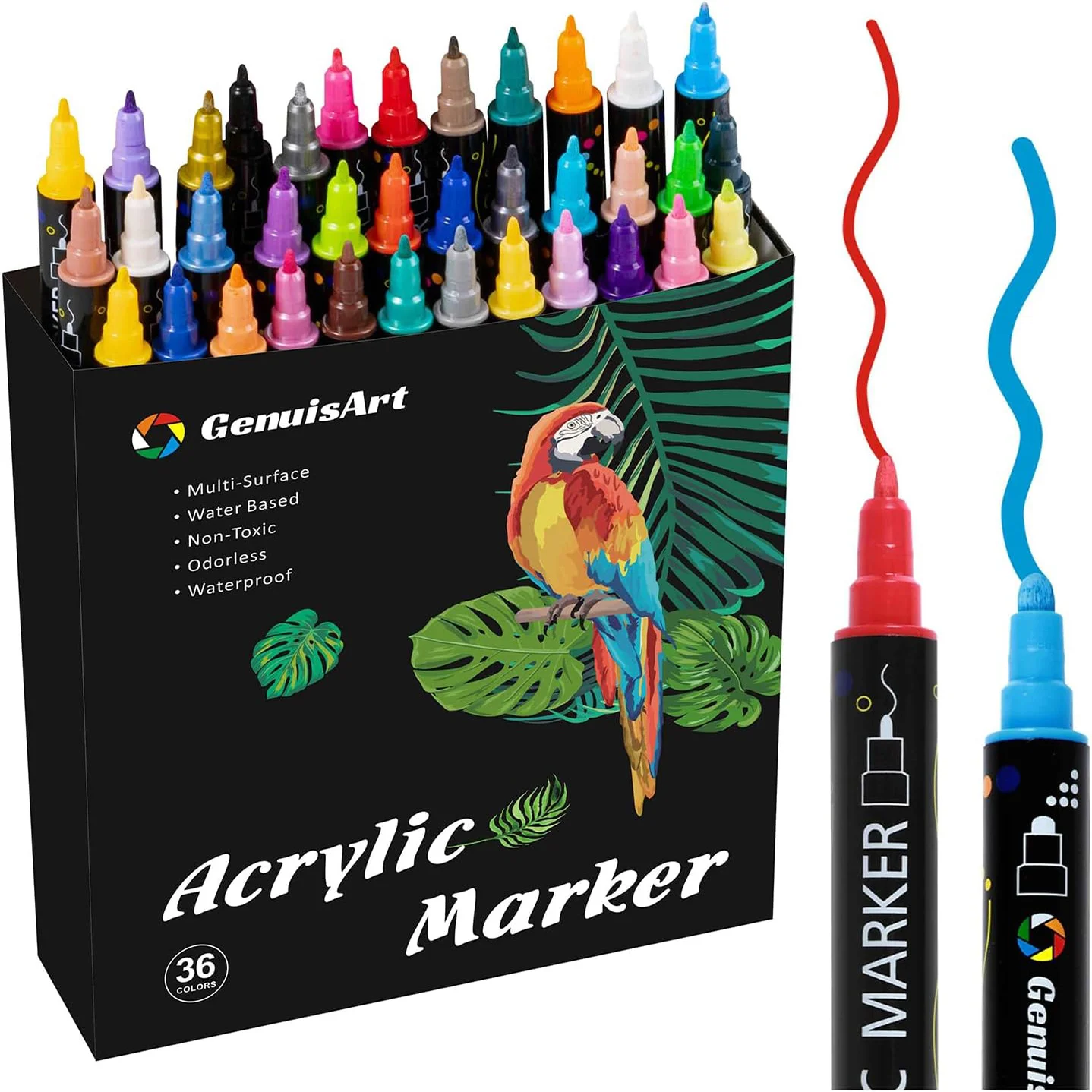 

12/24/36Colors Acrylic Paint Markers, Dual Tip Acrylic Paint Markers with Point Tip andFine Tip, Acrylic Markers for Petroglyphs