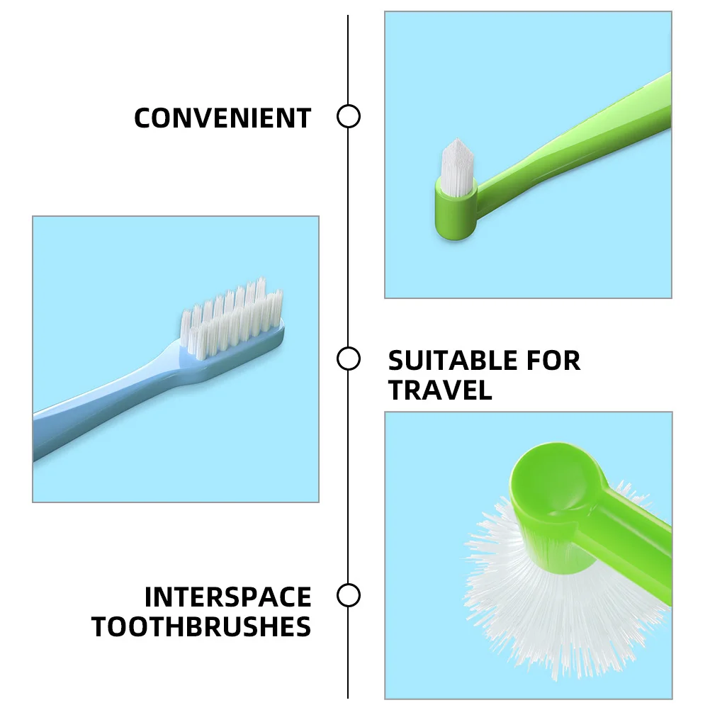 

4Pcs Double-Headed Toothbrushes Ergonomic Grip Manual Interspace Cleaning Travel-Friendly Exquisite Gift Option