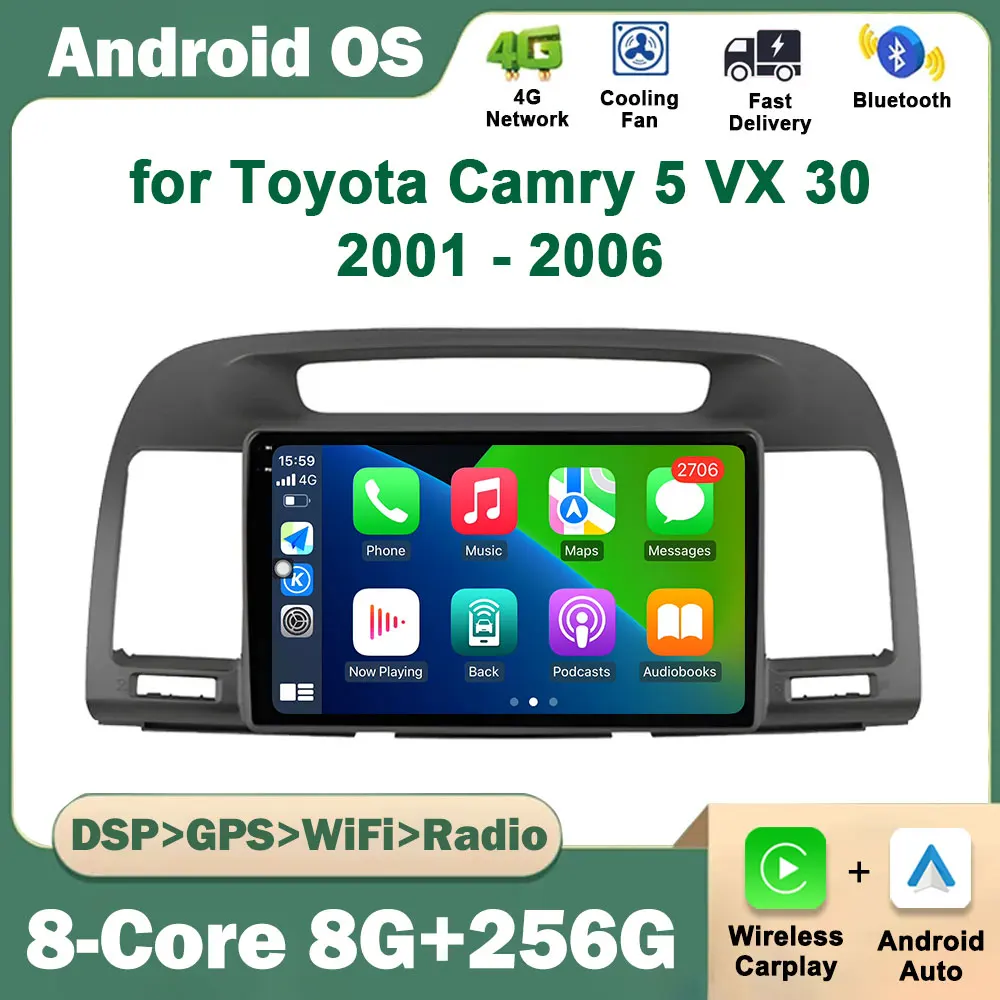 

GPS Navigation for Toyota Camry 5 VX 30 2001 - 2006 Android OS Car Radio Multimedia Video Player Bluetooth Audio Stereo DSP WiFi