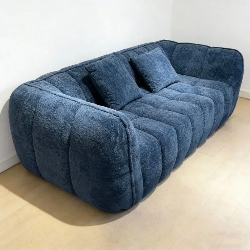Vacuum compression French retro compact living room sofa Straight row chenille pumpkin printed fabric sofa