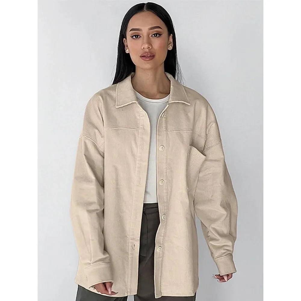 

Chic Thiened Women's irt with Laple Single Breasted kets Cleanfit Sle Winter Collection Non-deformable Poly Fabric