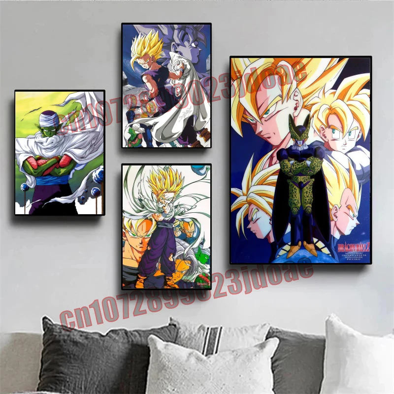 

Dragon Ball Goku Vegeta Piccolo Trunks Cell Character Collection Stitching Style Art Painting Canvas Painting Decorative Mural