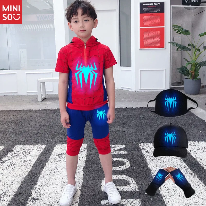 

Miniso Kids Spider-Man Cosplay Costume, Children's Full Superhero Suit with Mask