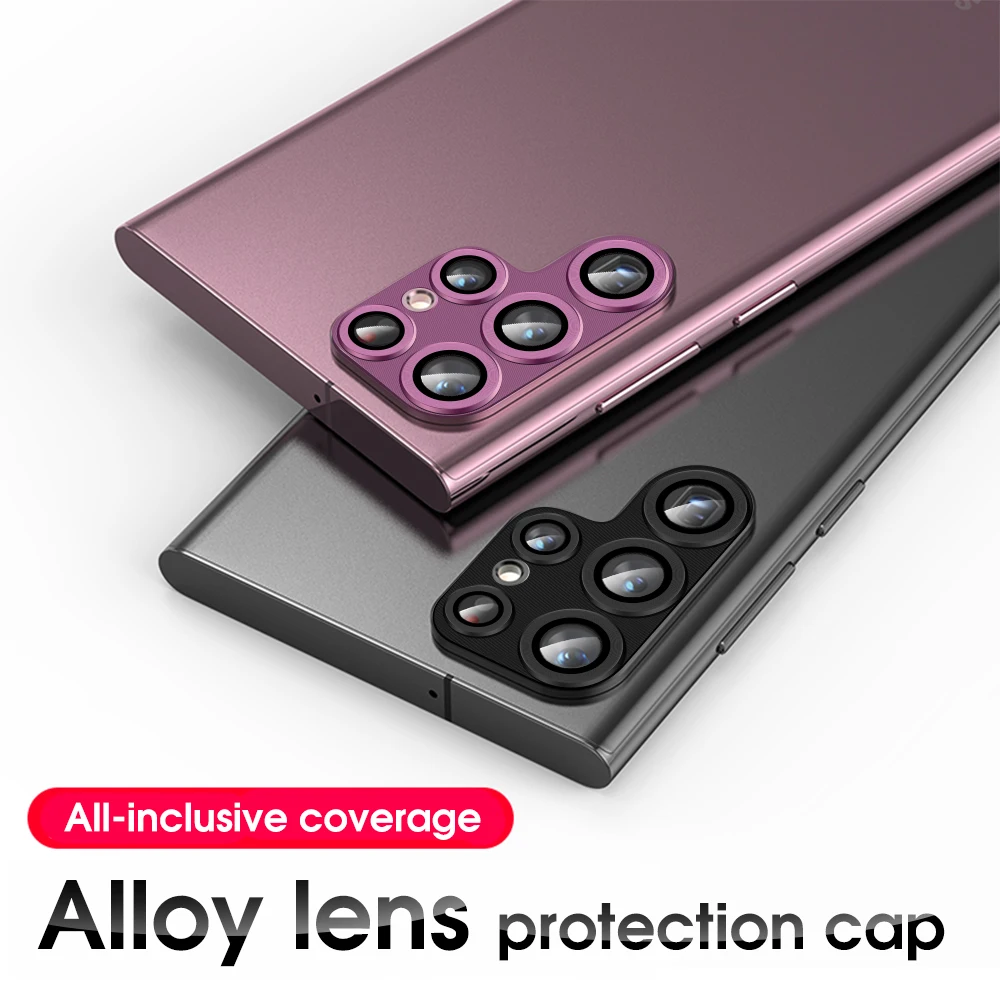 حافظة حماية لعدسة الكاميرا المعدنية ، غطاء لسامسونج جالاكسي S22 ، S21 الترا ، S 22 الترا ، غطاء لواقي الشاشة