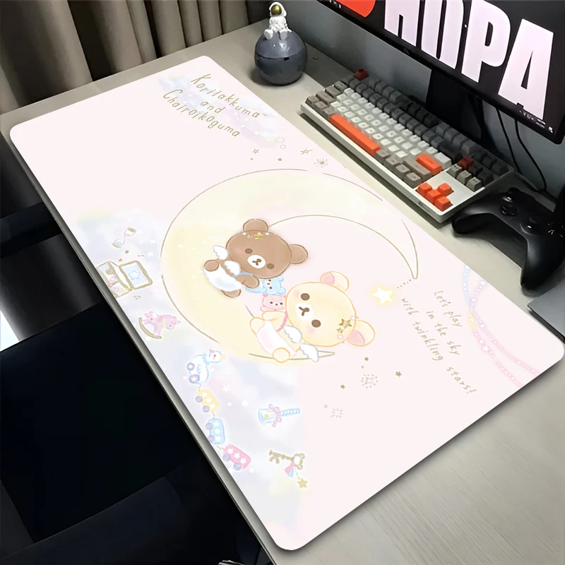 Mouse Pad Computer Gaming Accessories Kawaii Mousepad Rubber Cute Extended Desk Mat Laptop Gamer Keyboard Pad HD R-rilakkuma