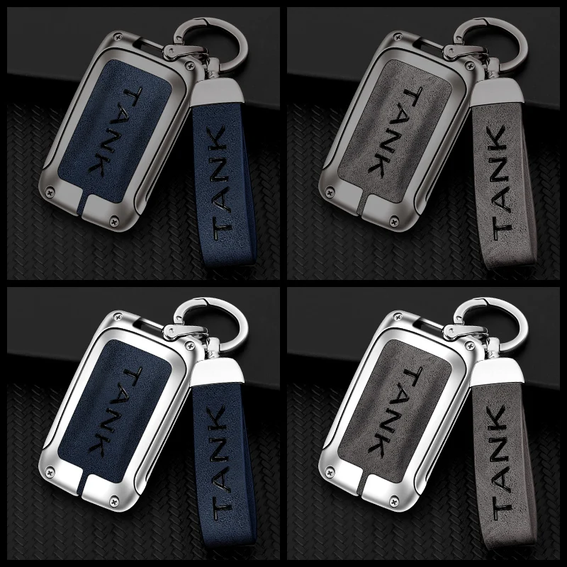 Zinc Alloy Car Remote Control Key Case Cover Shell for Tank 300 500 Protective Keychain Buckle Bag Set Interior Accessories