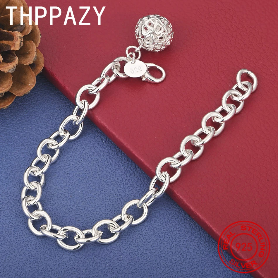 

THPPAZY 925 Sterling Silver Openwork Ball Bracelet Classic Fashion Trendy Jewelry Women Engagement Wedding Birthday Party Gift