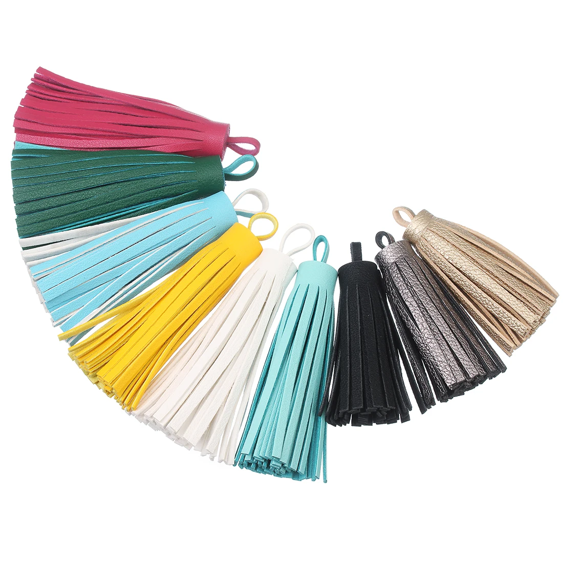 5pcs/lot 60/80mm Pure Color Vintage Leather Tassel Pendants For DIY Jewelry Making Keychain Cellphone Strap Pendant Accessories