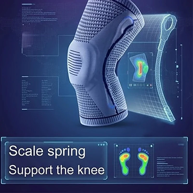 Latest Knee Support for Men Pressurized Elastic Knee Brace with Silicone Spring Basketball Volleyball Knee Pads